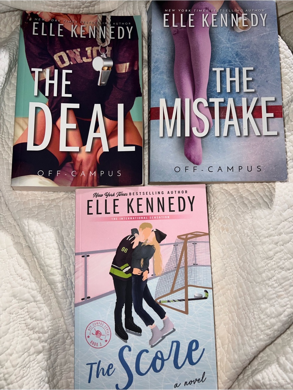 Elle Kennedy Off-Campus: The Deal, The Mistake, & The Score.